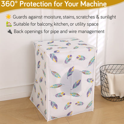 Waterproof Front Load / Top Load Washing Machine Cover | PEVA Dustproof Protective Cover for 6kg, 6.5kg, 7kg & 7.5kg Fully Automatic Machines, Boho Feathers