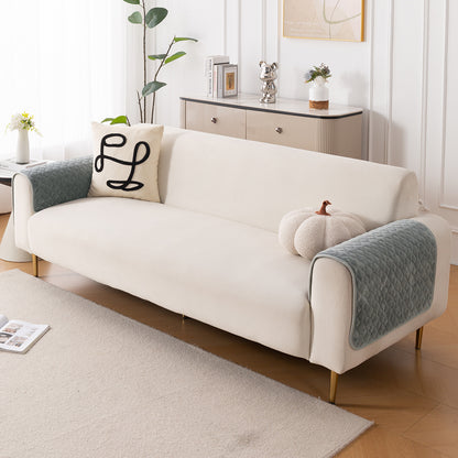 Diamond Plush Pebble Quilted Sofa Cover Mat, Grey