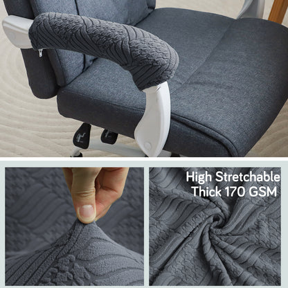 170gsm Jacquard Armrest Covers for Office Chair (Zipper Style), 1 Pair, Dark Grey