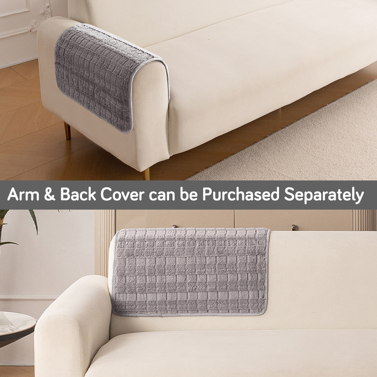 'Plush Haven' Premium Anti Slip Sofa Cover Mat, Light Grey