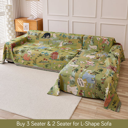 All-Season Chenille Sofa Throw, Forest Story Series
