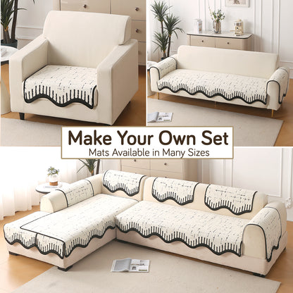 Premium Supple Soft Wavy Sofa Cover Mat, Off White