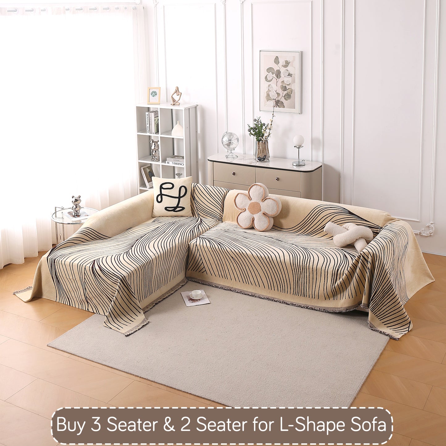 WaveLoom Collection Printed Chenille Sofa Cover Throw Blanket, Brown