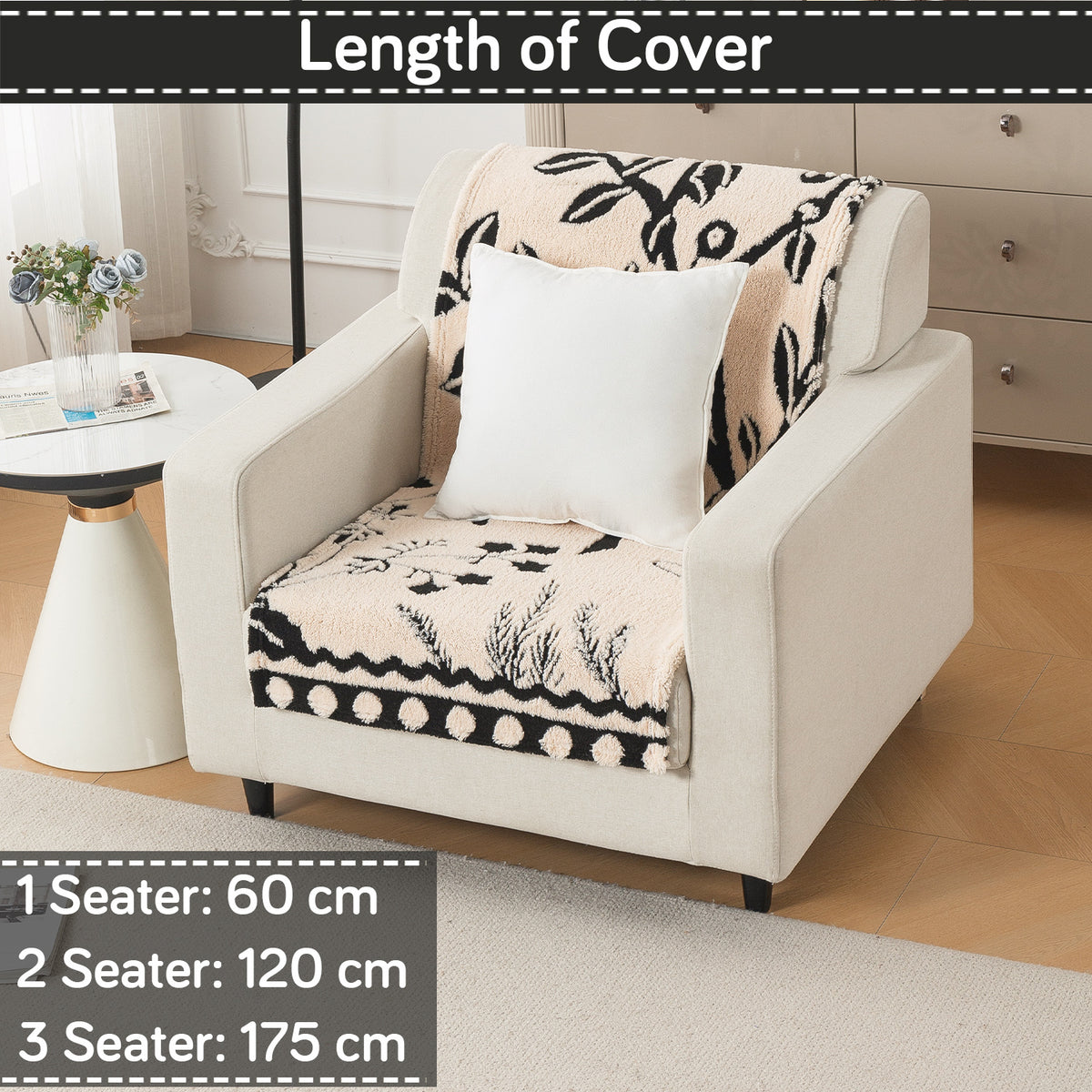 'Noirea Series' Plush Sofa Cover for Seat & Back, Butterfly Garden