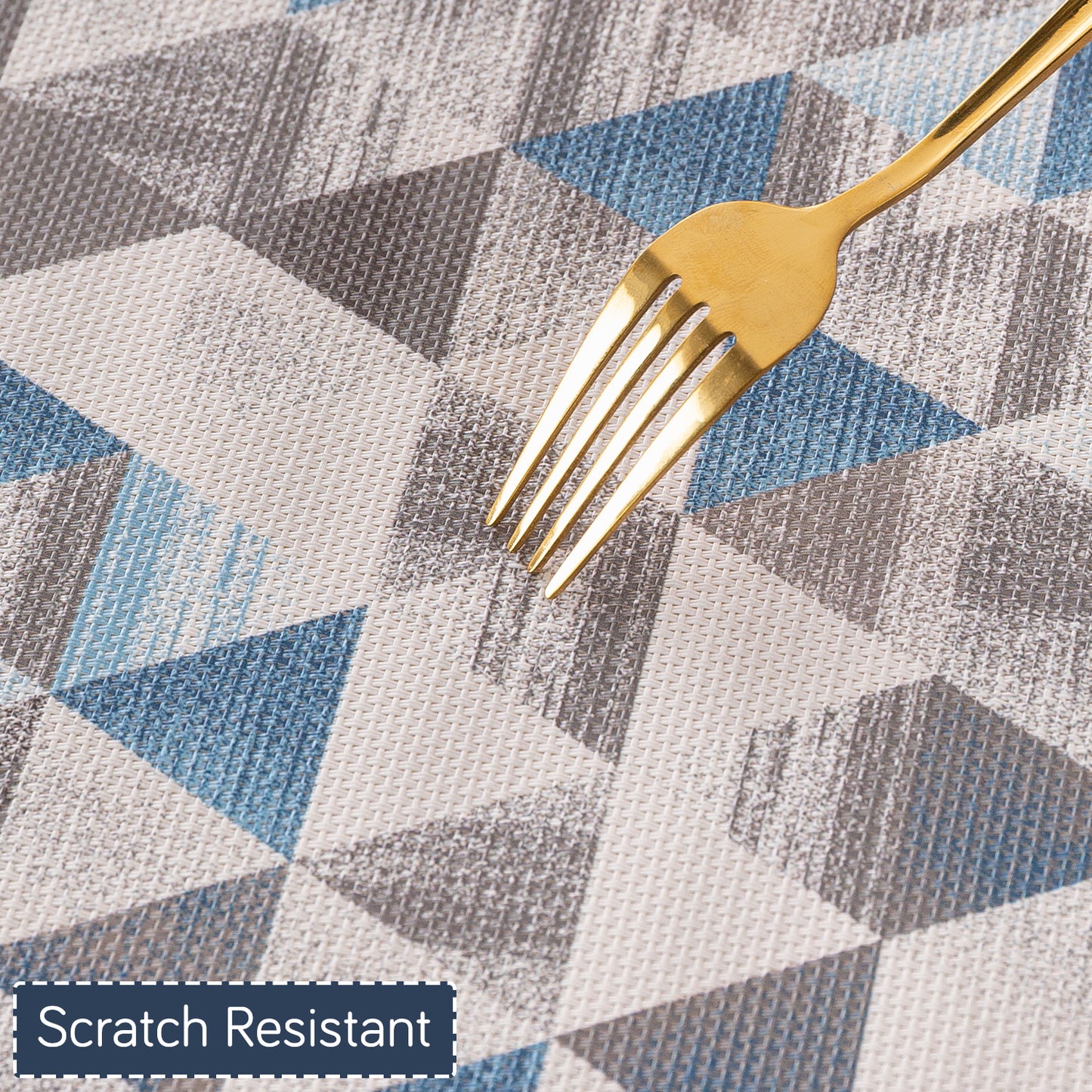 Color Splash PVC Mats for Dining Table, Geo Triangles - Slate Blue