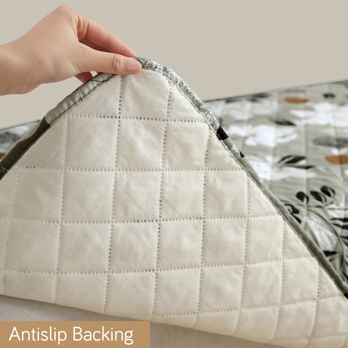 Water Repellent + Waterproof Quilted Sofa Mats, Feather Brown Floral