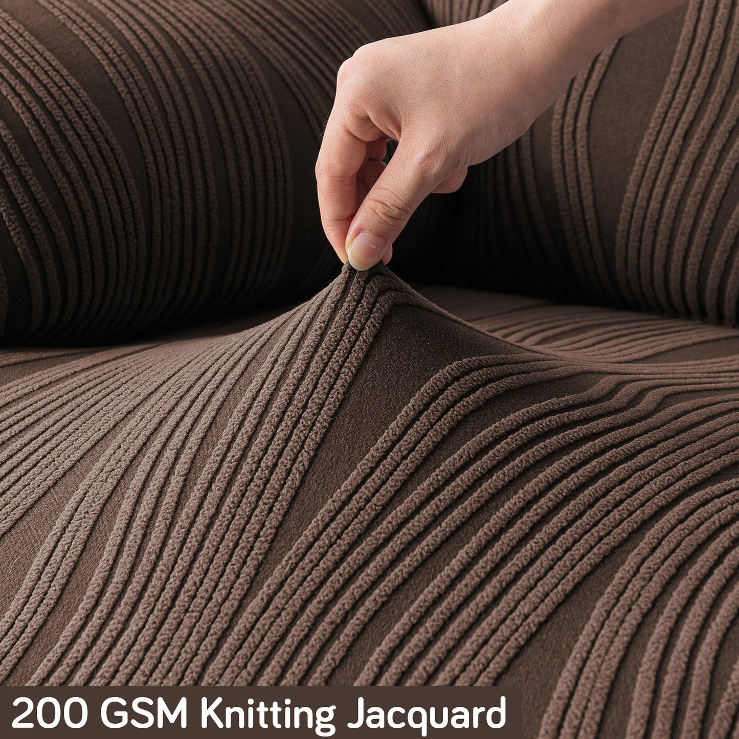 Buy Chocolate Brown Colour 200 GSM Knitting Jacquard Stretchable Recliner Sofa Cover