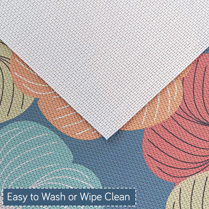 Color Splash PVC Mats for Dining Table, Floral Wheel - Teal Blue