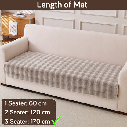 Premium Faux Rabbit Fur Anti Slip Sofa Mat for 1/2/3 Seater, Latte Brown