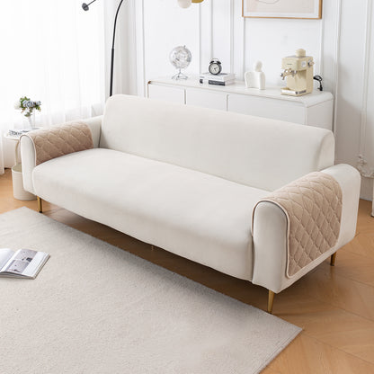 Diamond Tuft Plush Sofa Cover Mat, Warm Taupe