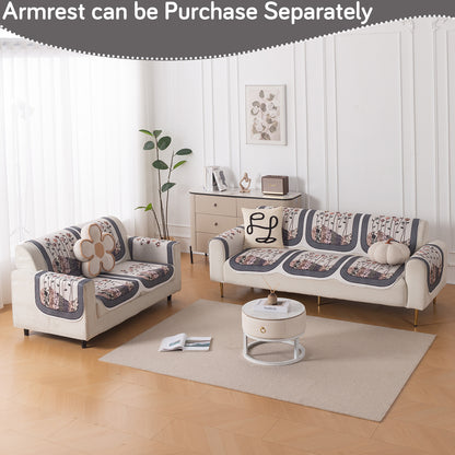 HeavenHue Fleece Soft Touch Quilted Sofa Cover Set Washable Sofa Panel for Seat & Back - Mystic Wings