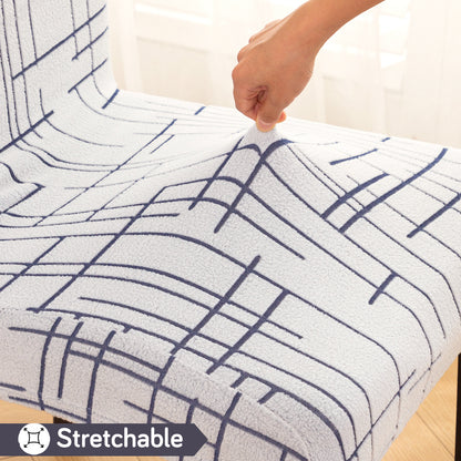 'Crossline Series' 180 GSM Jacquard Chair Cover Set 1/2/4/6, Navy Blue
