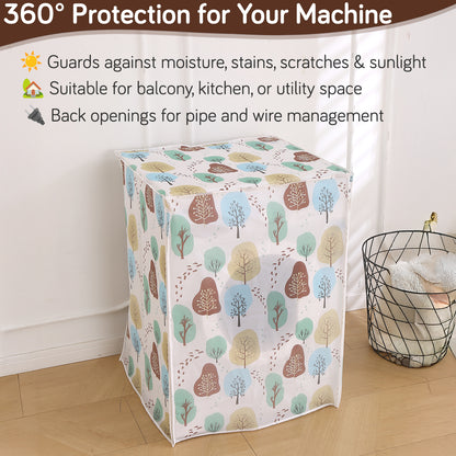 Waterproof Front Load / Top Load Washing Machine Cover | PEVA Dustproof Protective Cover for 6kg, 6.5kg, 7kg & 7.5kg Fully Automatic Machines, Nature Trees