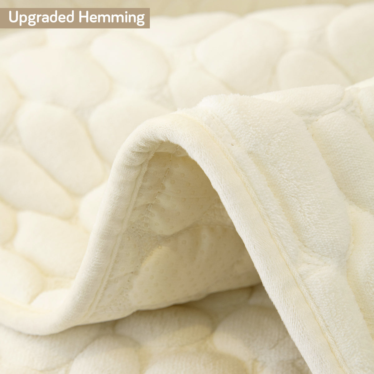 Premium Pebble Milk Velvet Anti Slip Sofa Cover Mat with 2 Armrest Cover, Bliss White