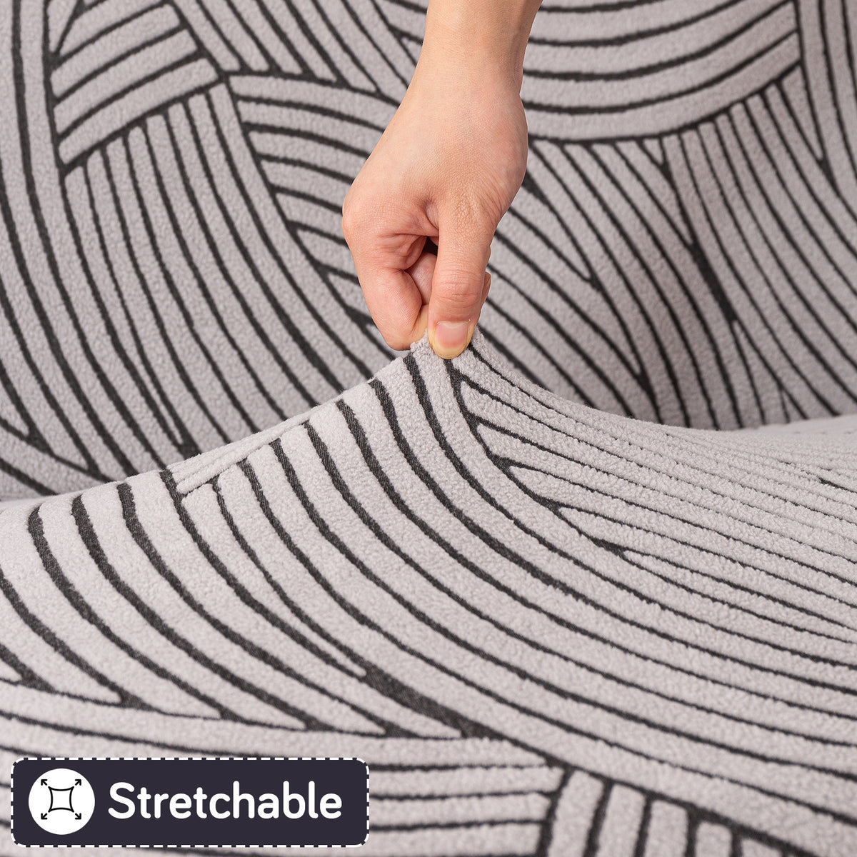 Buy ash grey colour stretchable waveline series jacquard sofa cover​s