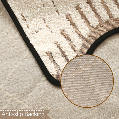 Premium Supple Soft Wavy with Curve Sofa Cover Mat, Cream Brown