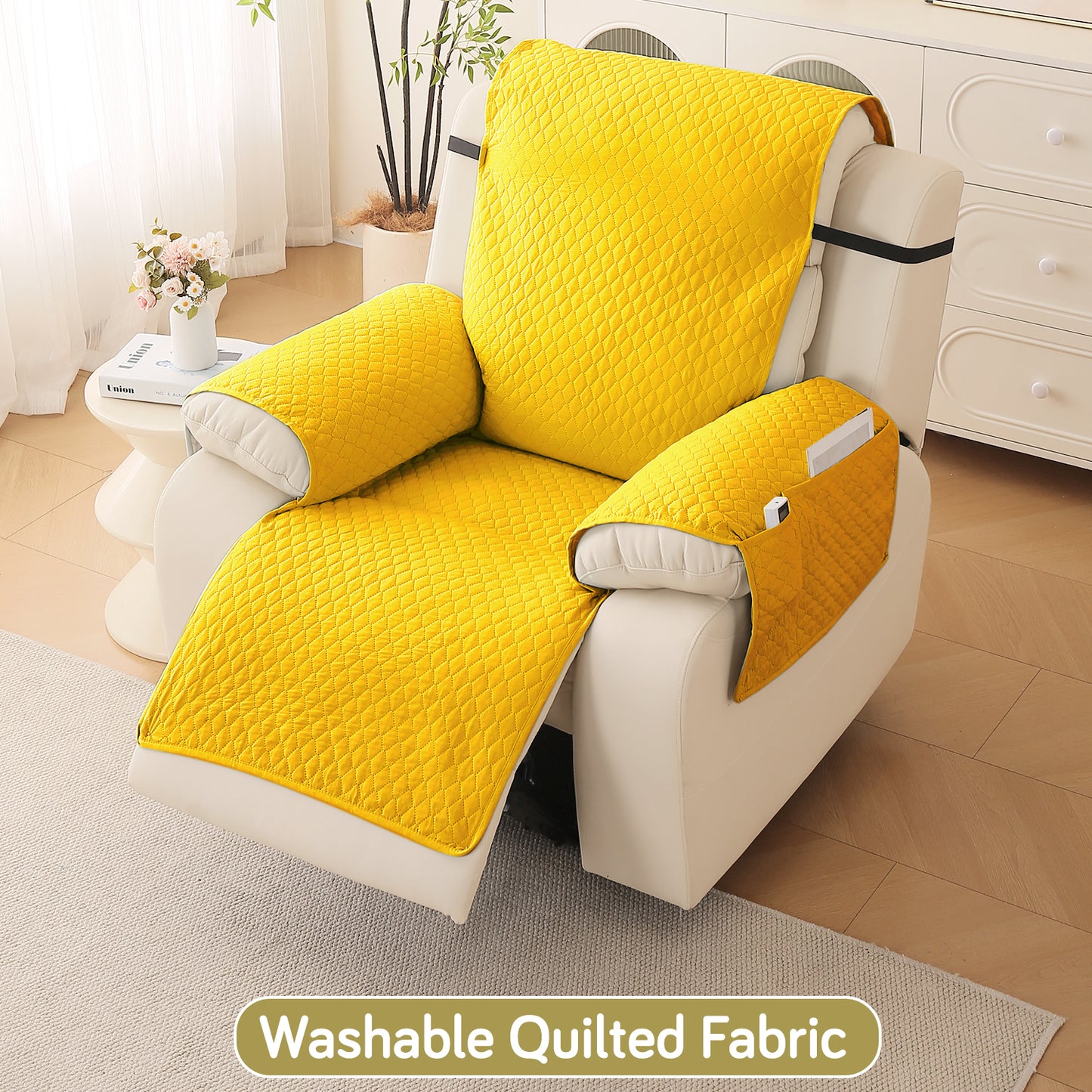 Quilted Recliner Mats for 1 Seater Recliner Sofa, Yellow