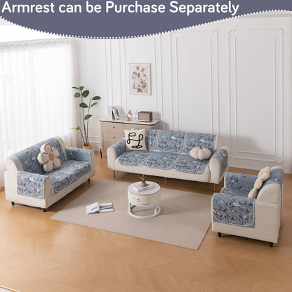 HeavenHue Fleece Soft Touch Quilted Sofa Cover Set Washable Sofa Panel for Seat & Back - Frosted Petals