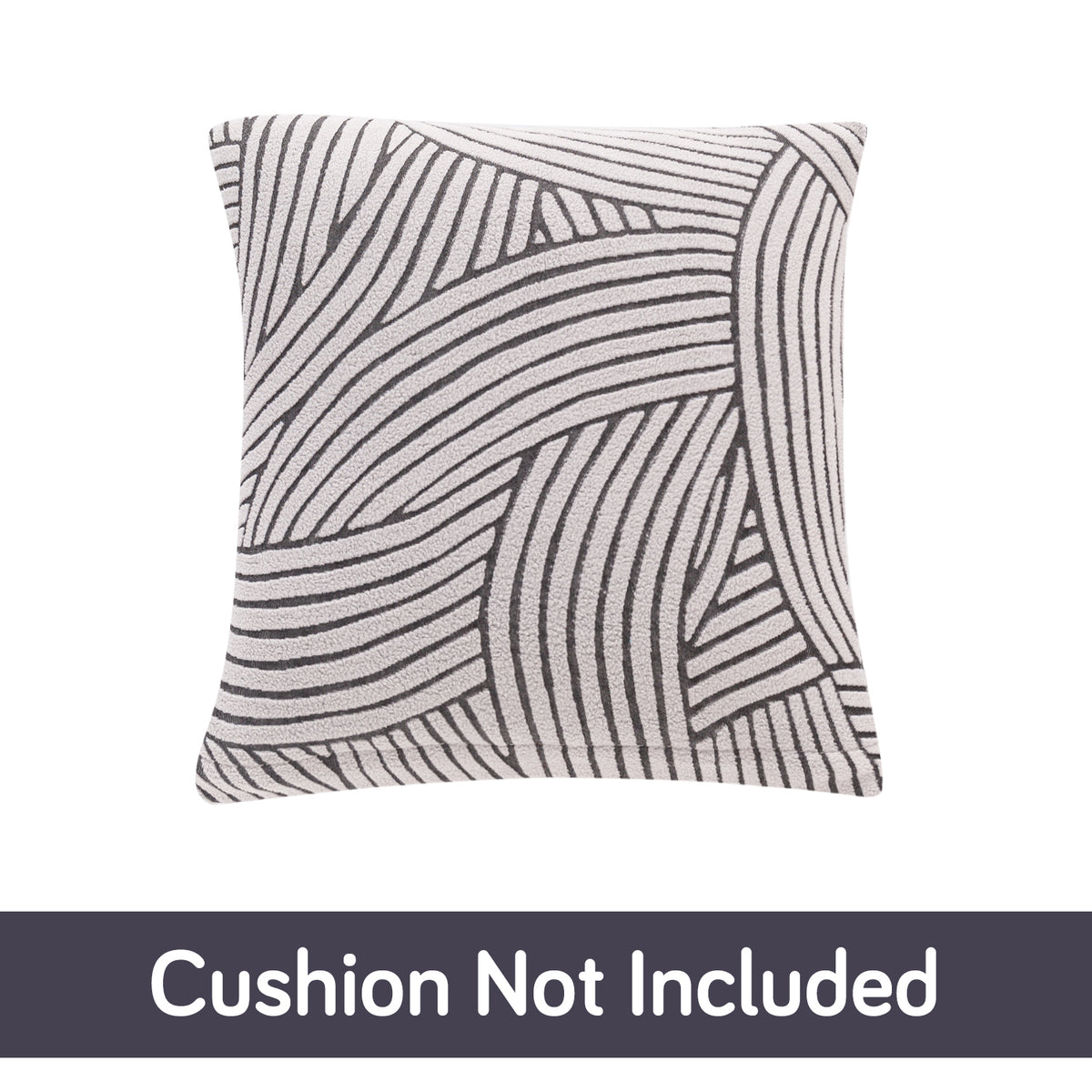 'WaveLine Series' Jacquard Cushion Cover Set of 2, Ash Grey