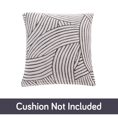 'WaveLine Series' Jacquard Cushion Cover Set of 2, Ash Grey