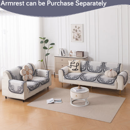 HeavenHue Fleece Soft Touch Quilted Sofa Cover Set Washable Sofa Panel for Seat & Back - Twilight Lace