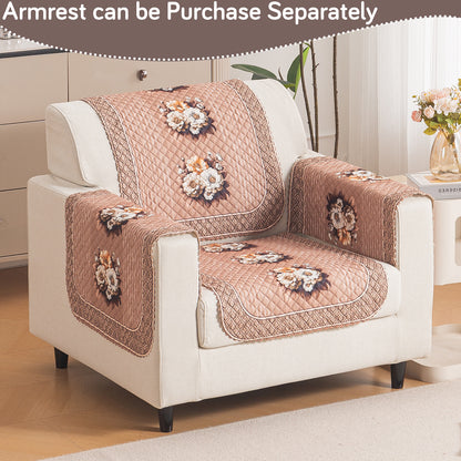 LoomVerse Quilted Sofa Cover Set Washable Sofa Panel for Seat & Back - Vintage Rosette