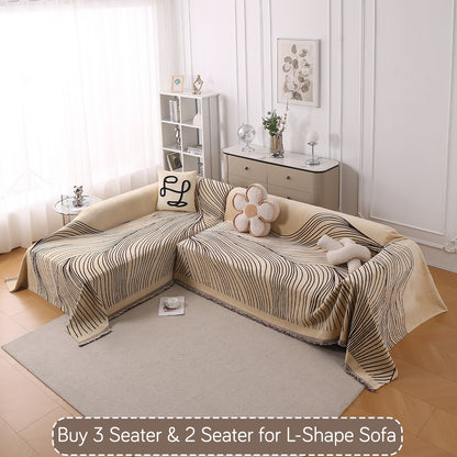 WaveLoom Collection Printed Chenille Sofa Cover Throw Blanket, Brown