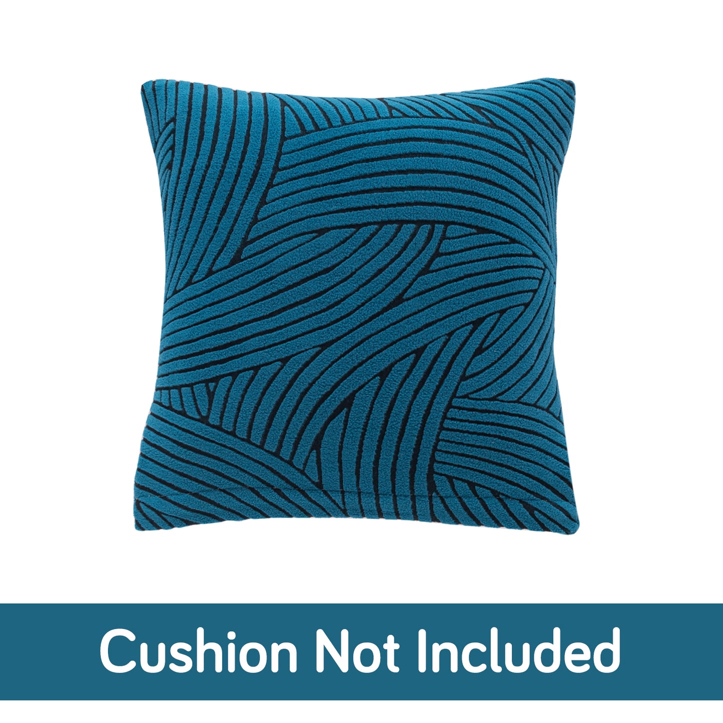 'WaveLine Series' Jacquard Cushion Cover Set of 2, Teal Green