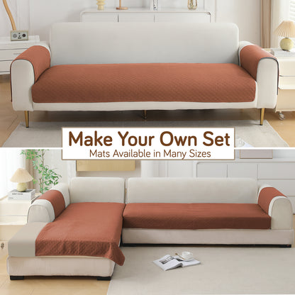Polyester Quilted Sofa Cover Mats, Brown