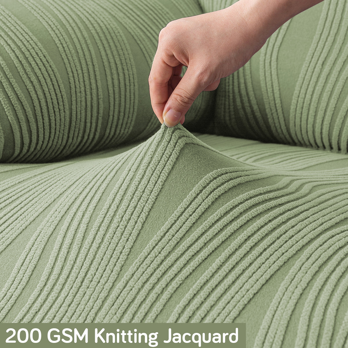 Buy Pastel Green Colour 200 GSM Knitting Jacquard Stretchable Recliner Sofa Cover