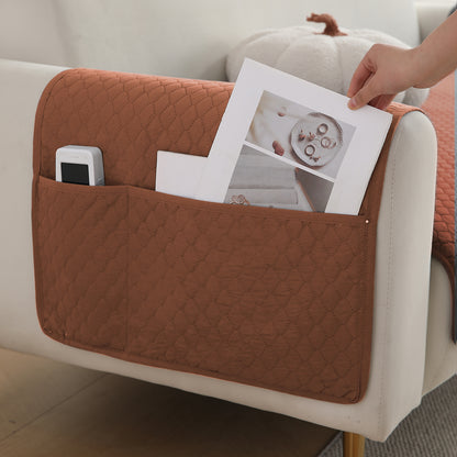 2 Pcs Quilted Sofa Armrest Cover, Brown