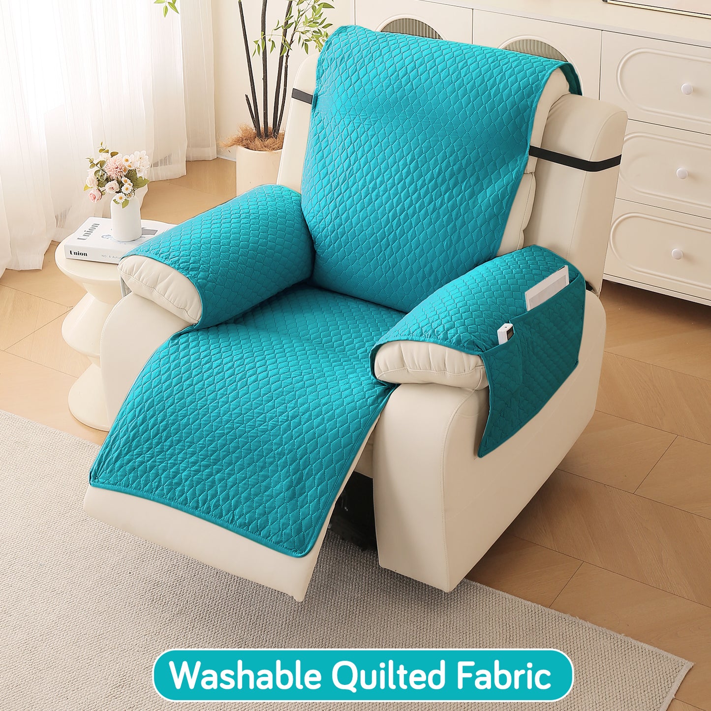Quilted Recliner Mats for 1 Seater Recliner Sofa, Teal
