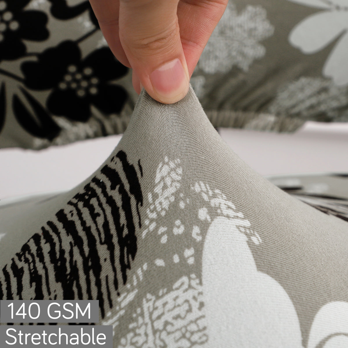 Printed Office Chair Cover for Task Chair – 140 GSM Stretchable Fabric – Washable & Anti-Slip – Fits Small Office Chairs Without Headrest, Feather Brown Floral