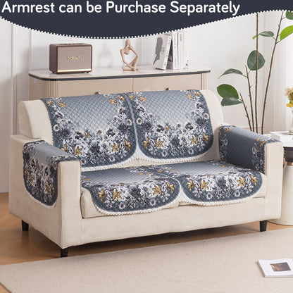 LoomVerse Quilted Sofa Cover Set Washable Sofa Panel for Seat & Back - Blue Belle