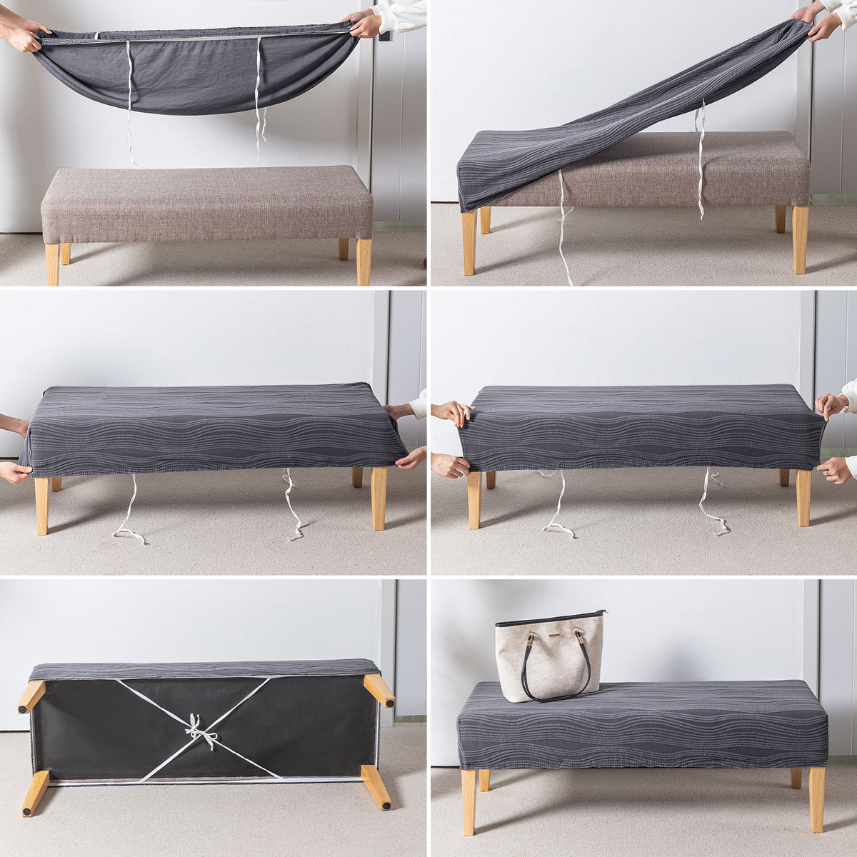 Nestiva Series 200gsm Knitting Jacquard Bench Cover - Porpoise Grey