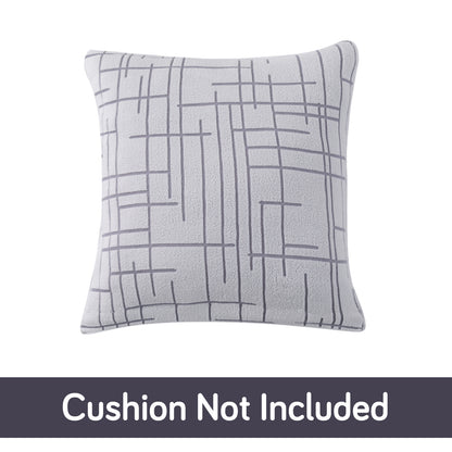 'Crossline Series' Jacquard Cushion Cover Set of 2, Light Grey