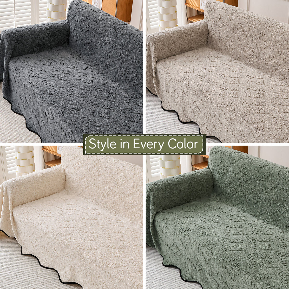 Buy Multiple Colours Wavy Petal Crest Series Plush Sofa Throw 
