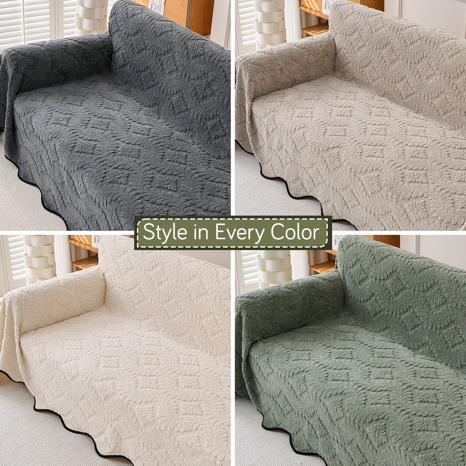 Buy Multiple Colours Wavy Petal Crest Series Plush Sofa Throw 