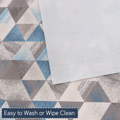 Color Splash PVC Mats for Dining Table, Geo Triangles - Slate Blue