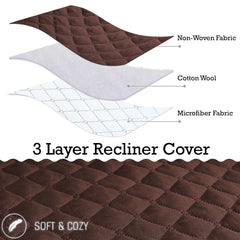 Waterproof Quilted Recliner Sofa Mat for One Seater Recliner Sofa, Dark Brown