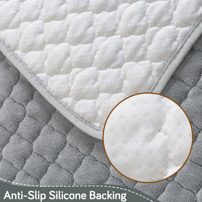 Diamond Plush Pebble Quilted Sofa Cover Mat, Grey