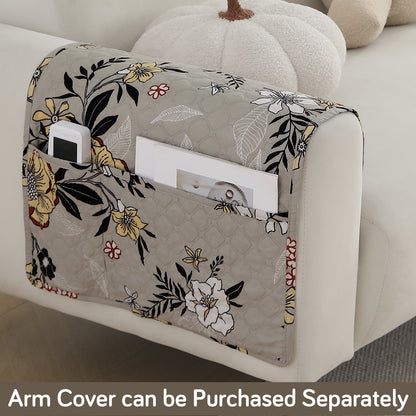 Polyester Printed Quilted Sofa Cover Mats, Floral Ash Grey