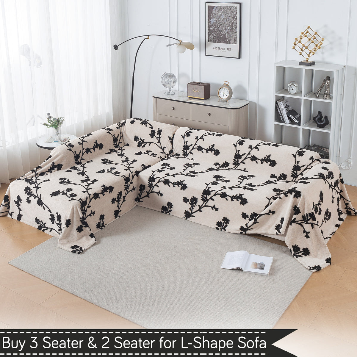 Buy Botanical Vine Noirea Series Luxury Plush Sofa Throw for L-shape Sofas - 3 & 2 Seater Sofa Sets | HOKIPO