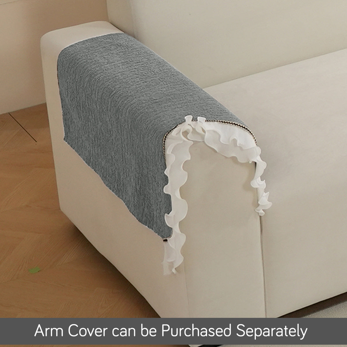 French Classic Frill Wavy Sofa Cover Mat, Moonstone Grey