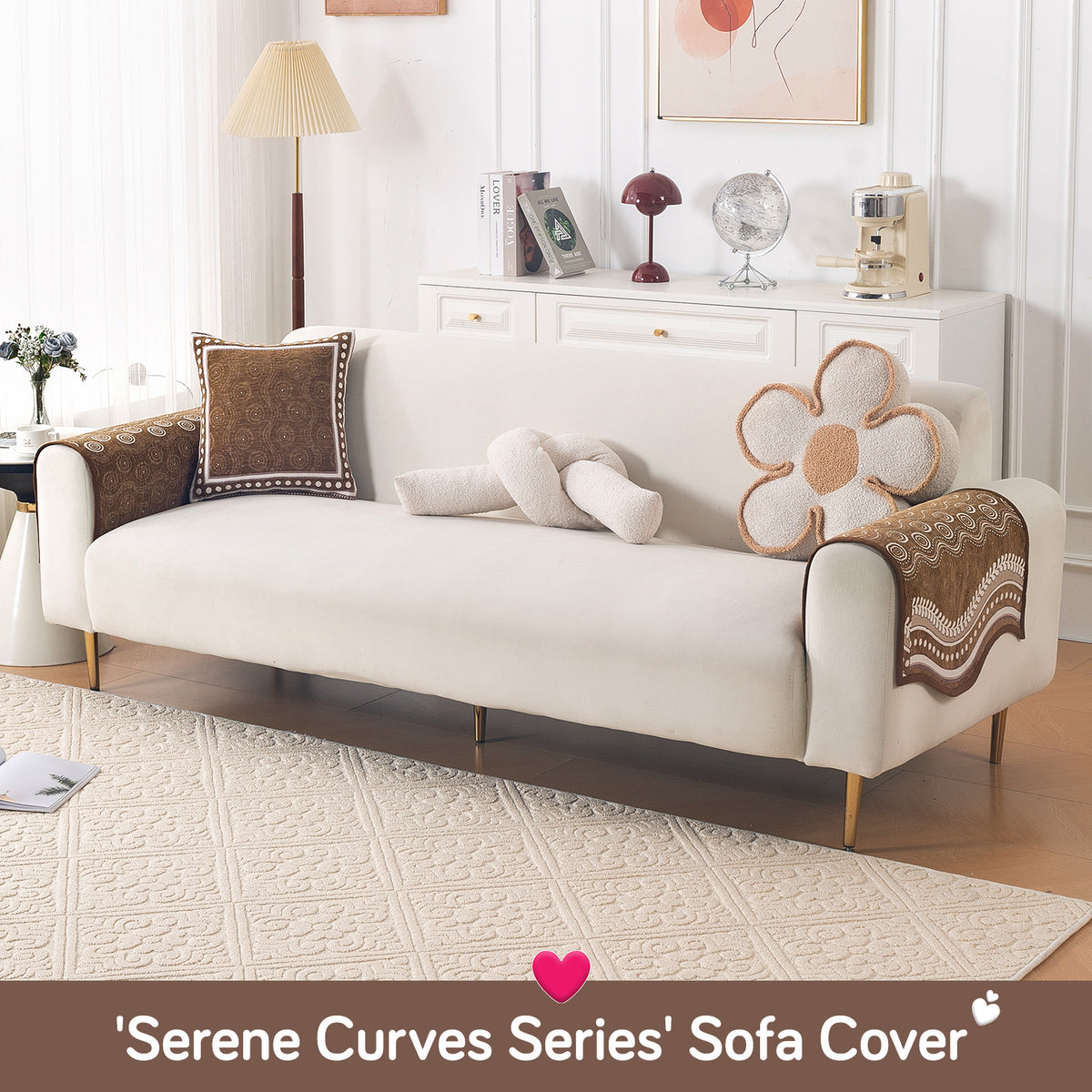 Serene Curves Sofa Cover Mat, Flowy Swirl