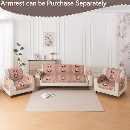 LoomVerse Quilted Sofa Cover Set Washable Sofa Panel for Seat & Back - Vintage Rosette