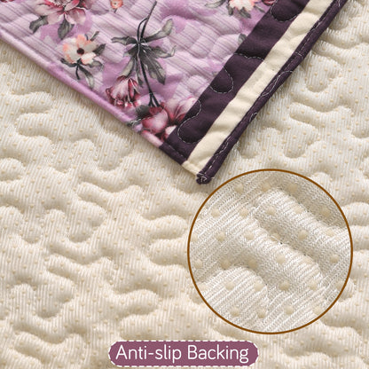 Florentina Series Printed Holland Velvet Sofa Mat - Peony Lavender
