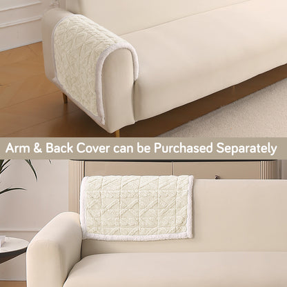 'Italian Caelora' Luxury Jacquard Plush Anti-Slip Sofa Cover Mat - Pearl White