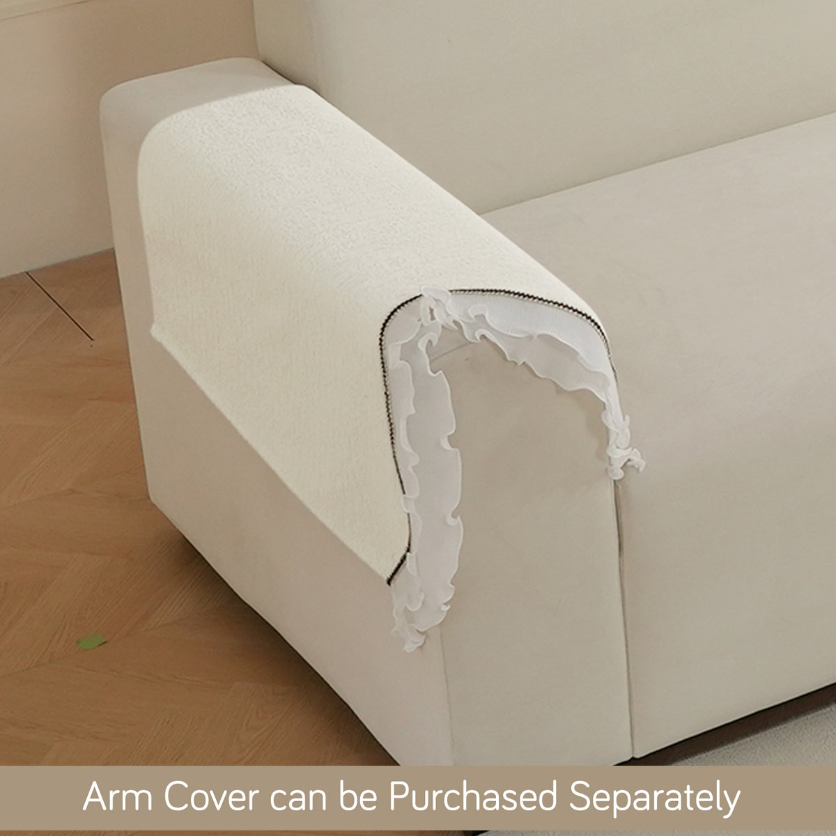 French Classic Frill Wavy Sofa Cover Mat, Snow White Ivory