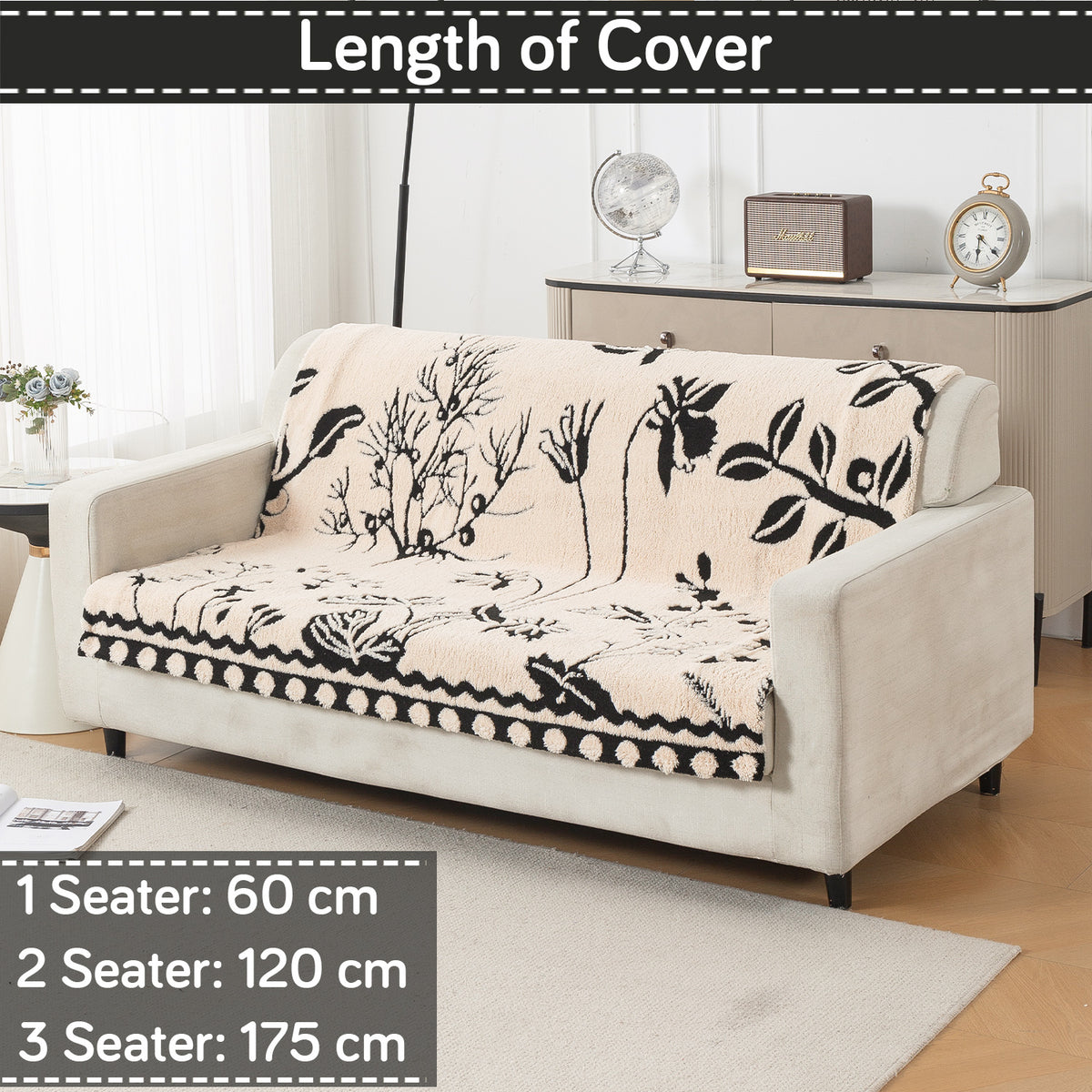 'Noirea Series' Plush Sofa Cover for Seat & Back, Butterfly Garden